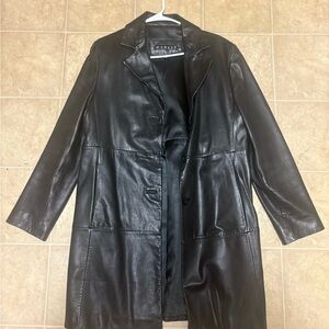 Black Leather Women's Coat